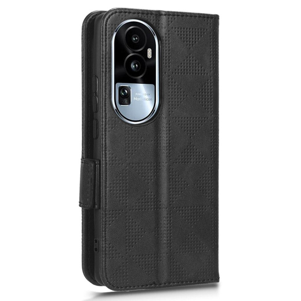 For Oppo Reno10 Pro+ 5G PU Leather Wallet Phone Case Imprinted Triangle Anti-drop Stand Cover