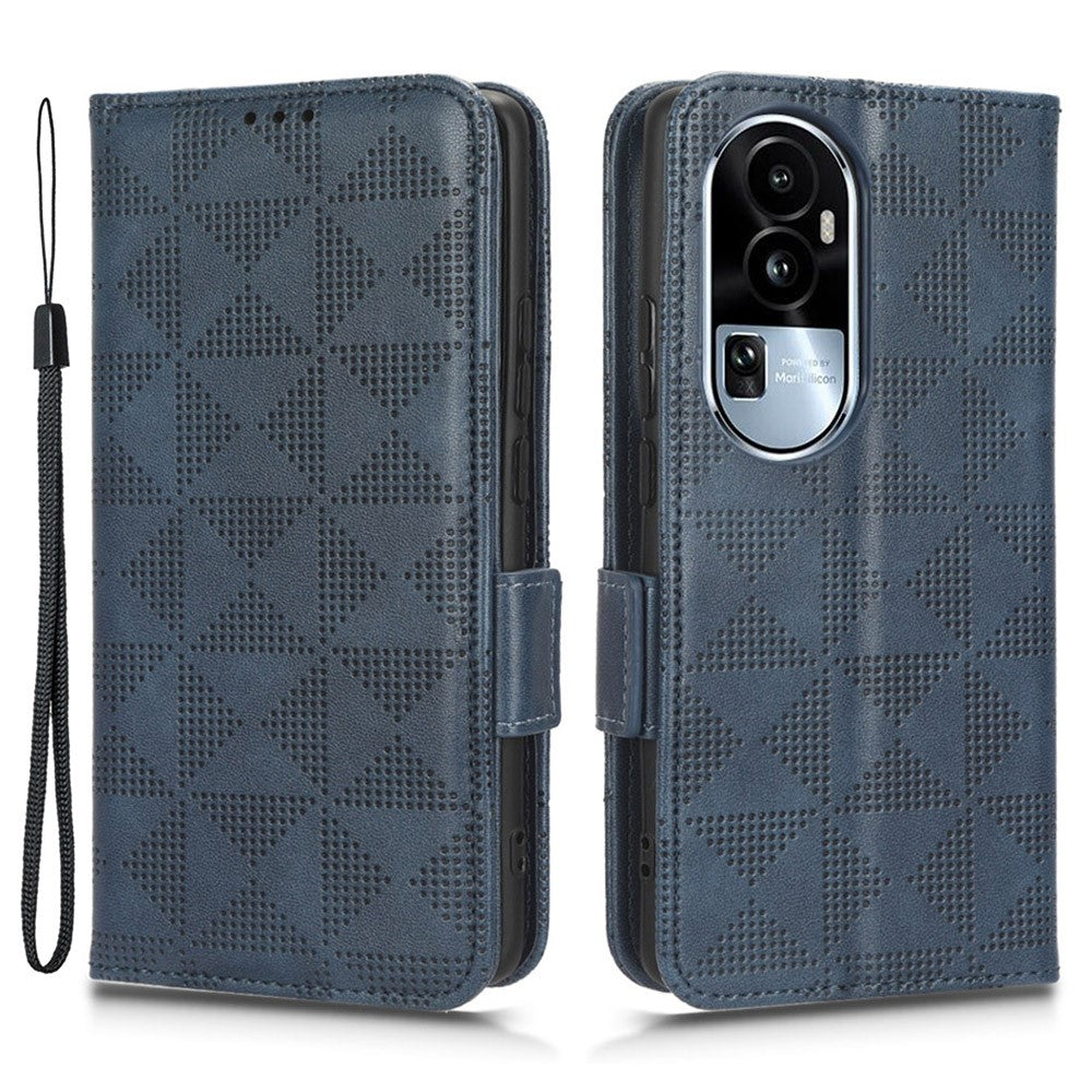 For Oppo Reno10 Pro+ 5G PU Leather Wallet Phone Case Imprinted Triangle Anti-drop Stand Cover