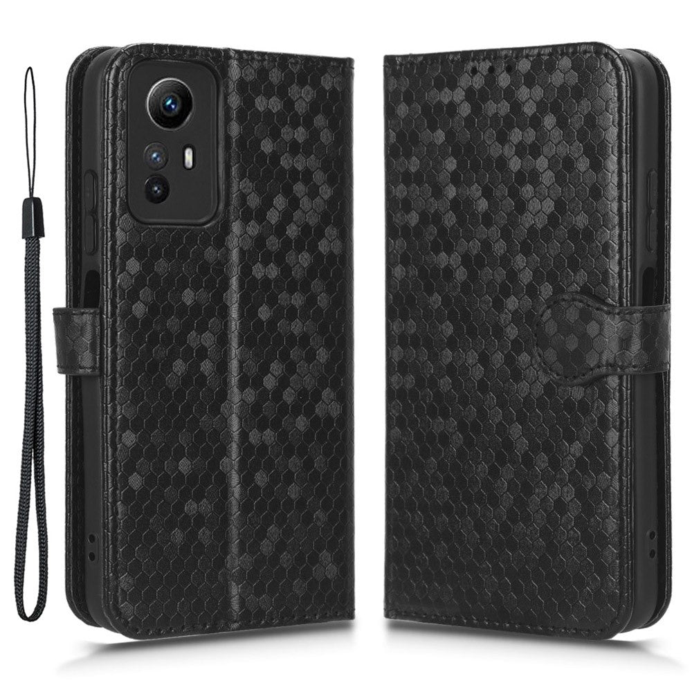 For Xiaomi Redmi Note 12S 4G Dot Imprinted Phone Stand Cover PU Leather Wallet Phone Case