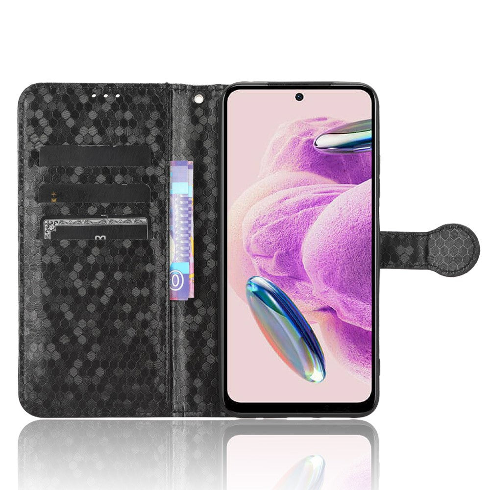 For Xiaomi Redmi Note 12S 4G Dot Imprinted Phone Stand Cover PU Leather Wallet Phone Case