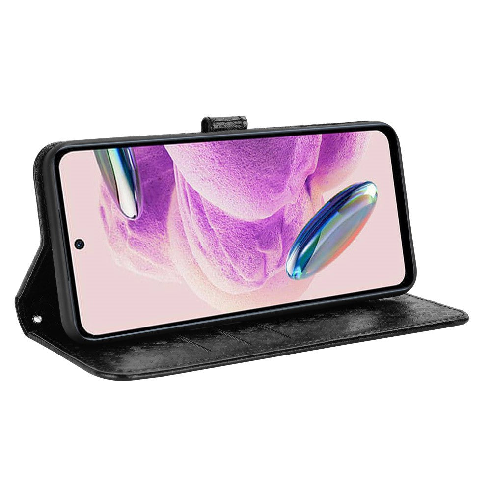 For Xiaomi Redmi Note 12S 4G Dot Imprinted Phone Stand Cover PU Leather Wallet Phone Case