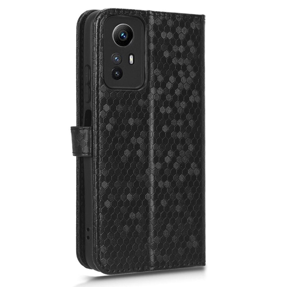 For Xiaomi Redmi Note 12S 4G Dot Imprinted Phone Stand Cover PU Leather Wallet Phone Case