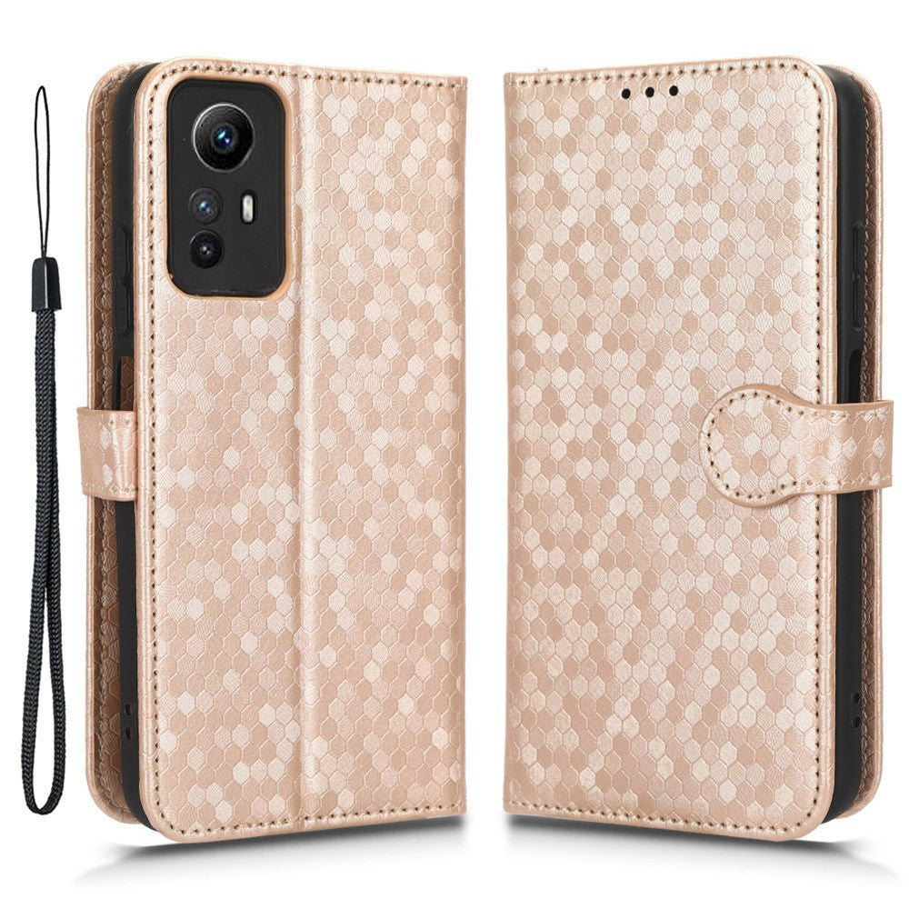 For Xiaomi Redmi Note 12S 4G Dot Imprinted Phone Stand Cover PU Leather Wallet Phone Case