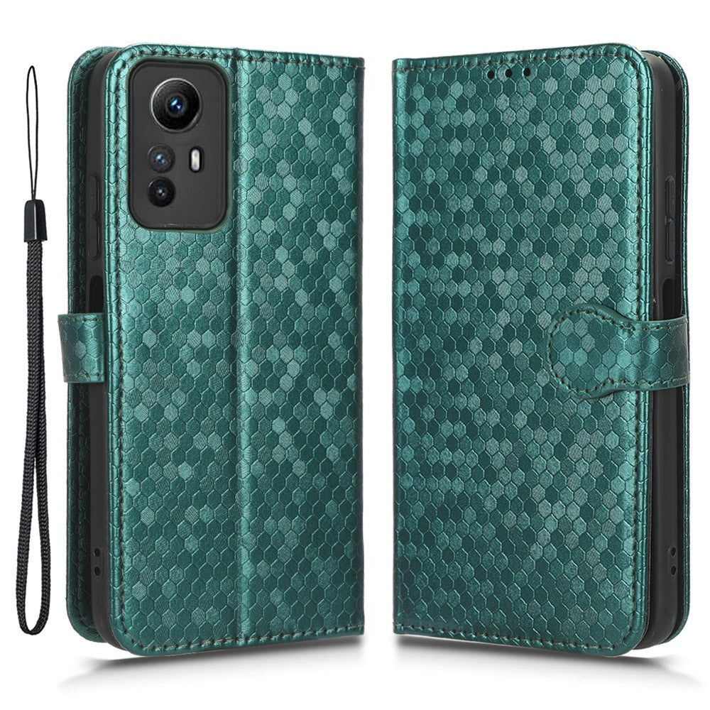 For Xiaomi Redmi Note 12S 4G Dot Imprinted Phone Stand Cover PU Leather Wallet Phone Case