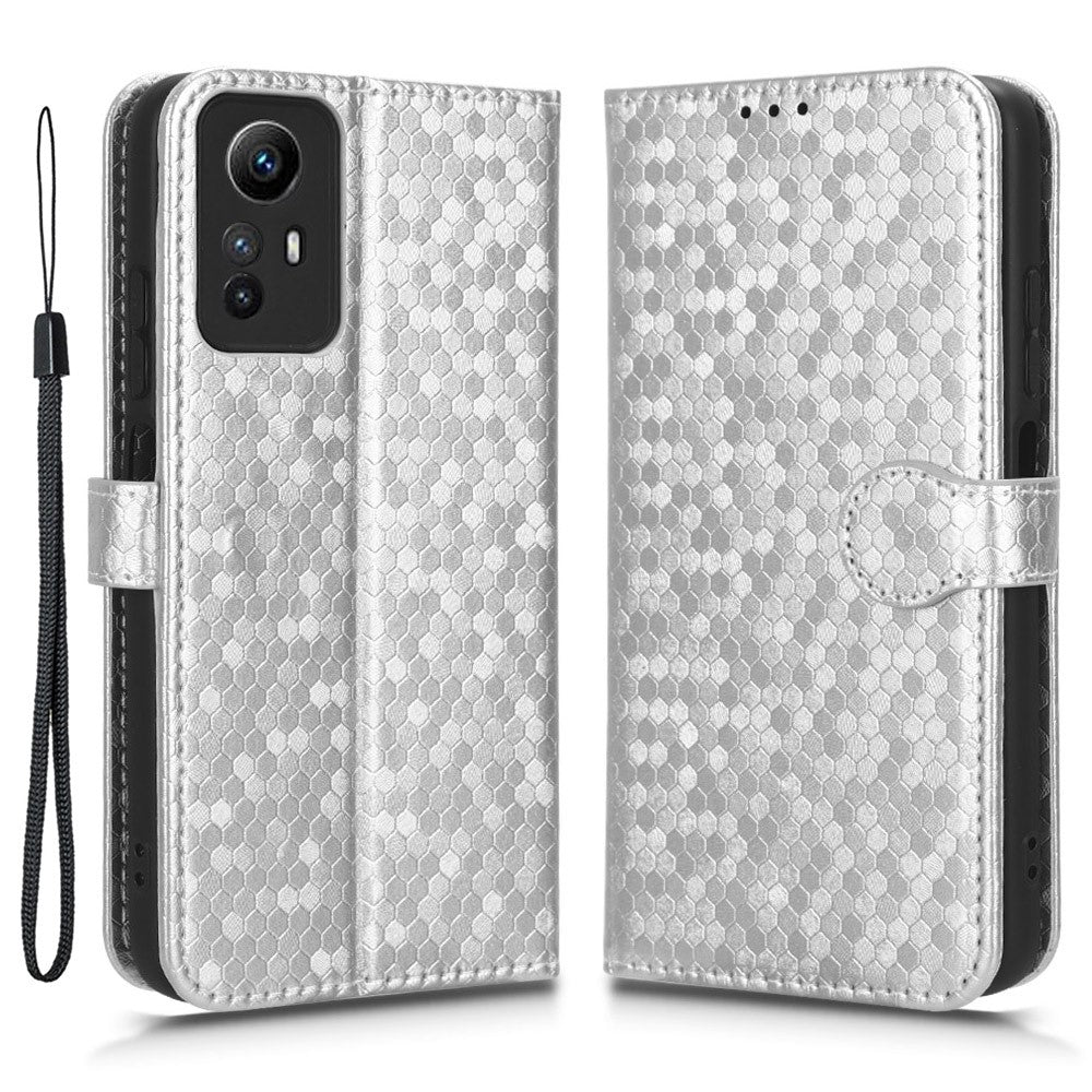 For Xiaomi Redmi Note 12S 4G Dot Imprinted Phone Stand Cover PU Leather Wallet Phone Case