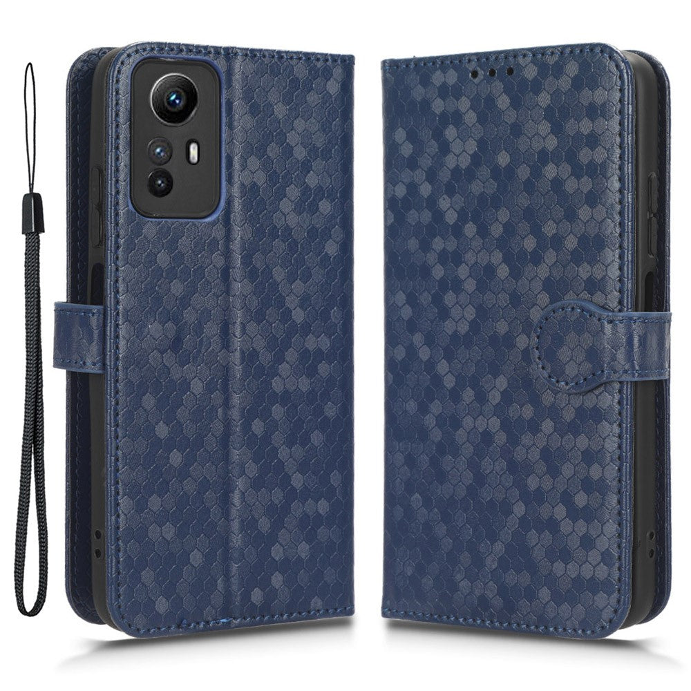 For Xiaomi Redmi Note 12S 4G Dot Imprinted Phone Stand Cover PU Leather Wallet Phone Case