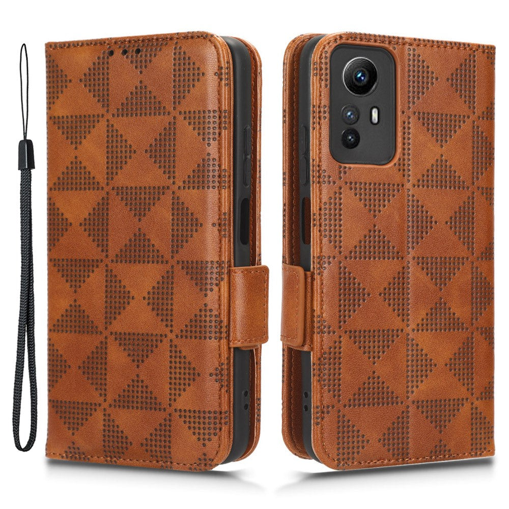 For Xiaomi Redmi Note 12S 4G PU Leather Wallet Phone Case Imprinted Triangle Folding Stand Cover