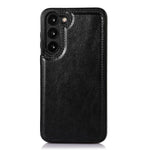 Samsung Galaxy S23-mobilcover i PU-læderbelagt TPU med dobbelte knapper, kortholder og stativ