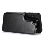 Samsung Galaxy S23-mobilcover i PU-læderbelagt TPU med dobbelte knapper, kortholder og stativ