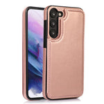 Samsung Galaxy S23-mobilcover i PU-læderbelagt TPU med dobbelte knapper, kortholder og stativ