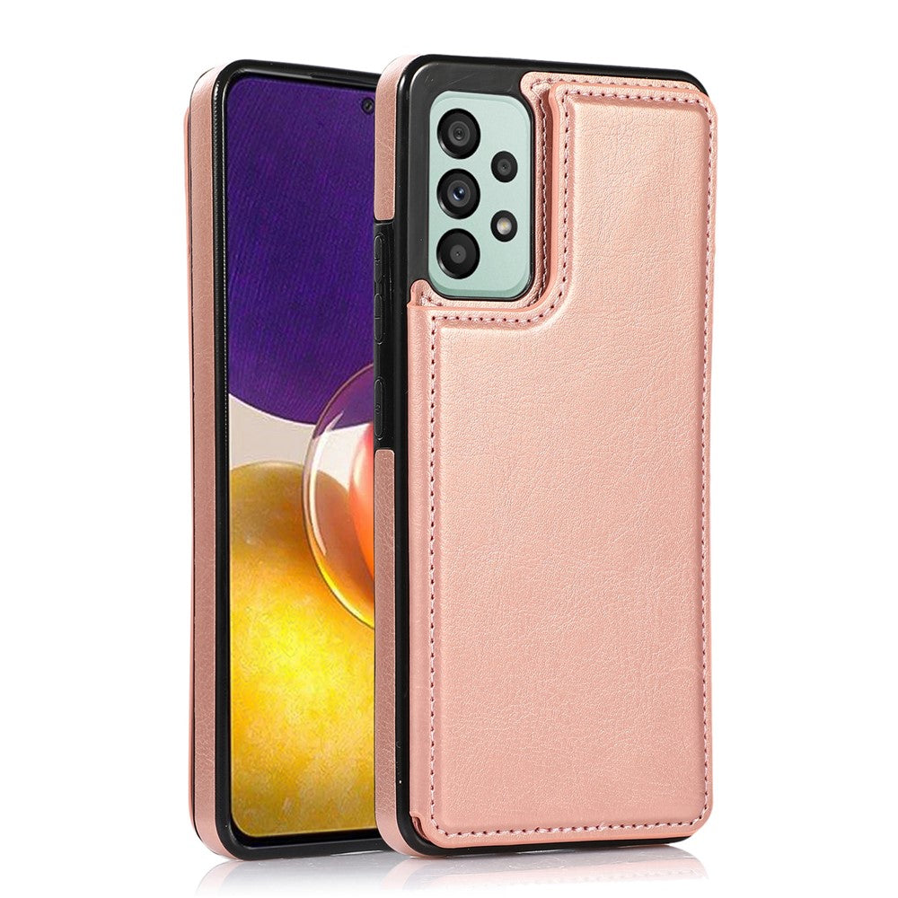 Til Samsung Galaxy A33 5G Dobbeltknapper Stativ Kortlomme Cover PU Læderbelagt TPU Telefoncover