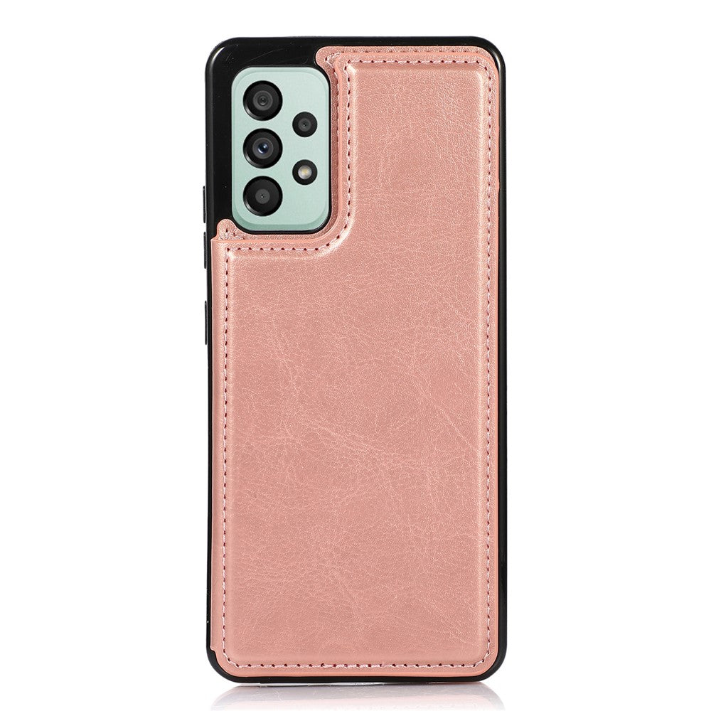 Til Samsung Galaxy A33 5G Dobbeltknapper Stativ Kortlomme Cover PU Læderbelagt TPU Telefoncover