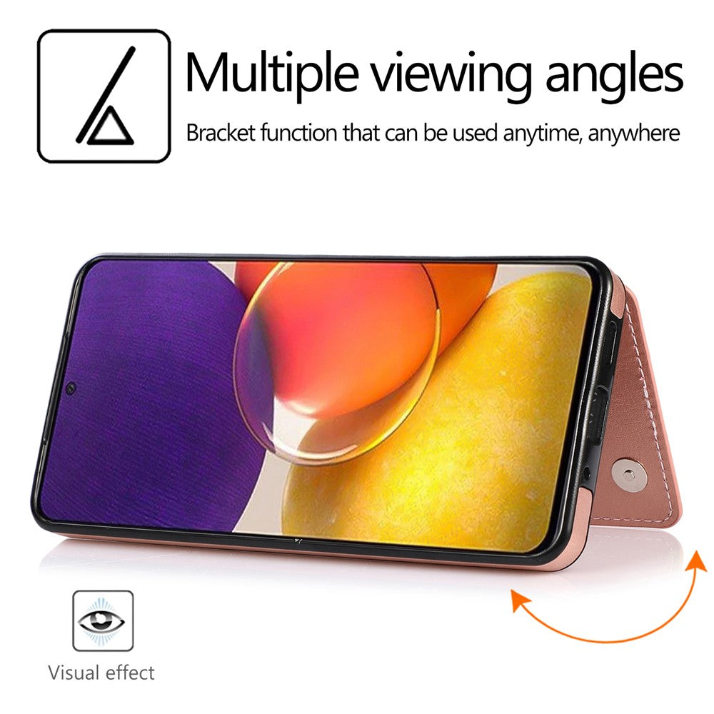 Til Samsung Galaxy A33 5G Dobbeltknapper Stativ Kortlomme Cover PU Læderbelagt TPU Telefoncover