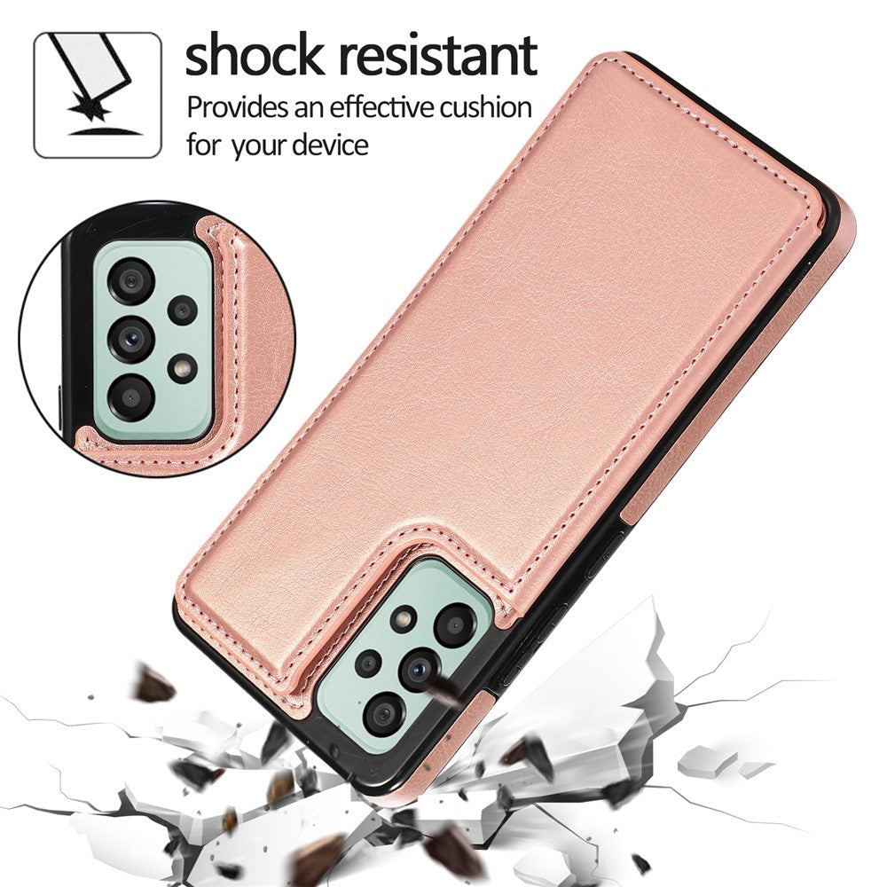 Til Samsung Galaxy A33 5G Dobbeltknapper Stativ Kortlomme Cover PU Læderbelagt TPU Telefoncover