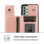 Til Samsung Galaxy A33 5G Dobbeltknapper Stativ Kortlomme Cover PU Læderbelagt TPU Telefoncover