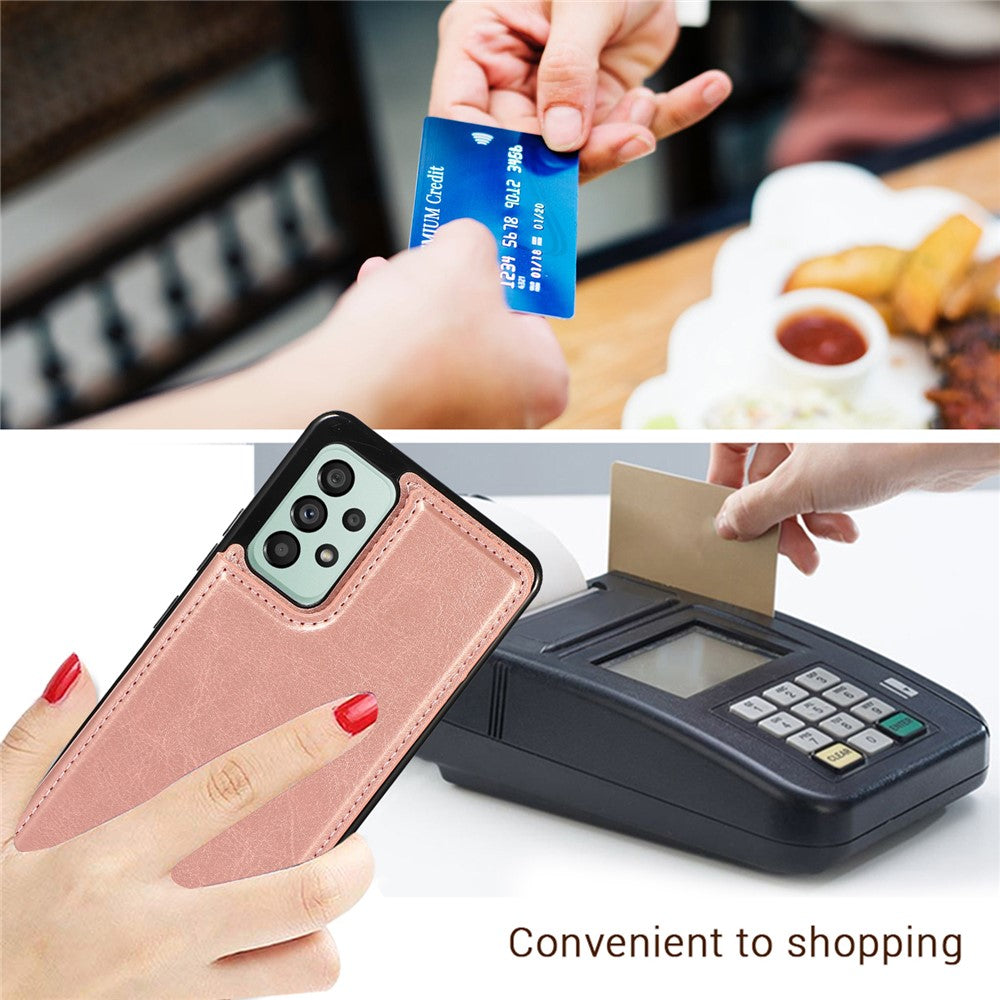 Til Samsung Galaxy A33 5G Dobbeltknapper Stativ Kortlomme Cover PU Læderbelagt TPU Telefoncover