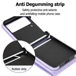 ZD 011 Card Bag Phone Case for Samsung Galaxy Z Flip3 5G, Ring Kickstand RFID Blocking Leather+PC Cover