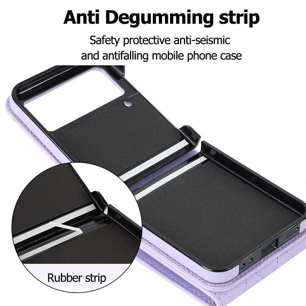 ZD 011 Card Bag Phone Case for Samsung Galaxy Z Flip3 5G, Ring Kickstand RFID Blocking Leather+PC Cover