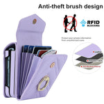 ZD 011 Card Bag Phone Case for Samsung Galaxy Z Flip3 5G, Ring Kickstand RFID Blocking Leather+PC Cover