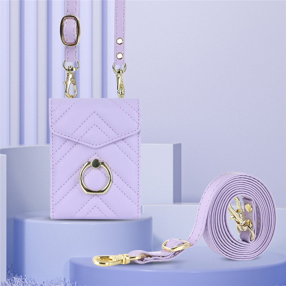ZD 011 Card Bag Phone Case for Samsung Galaxy Z Flip3 5G, Ring Kickstand RFID Blocking Leather+PC Cover