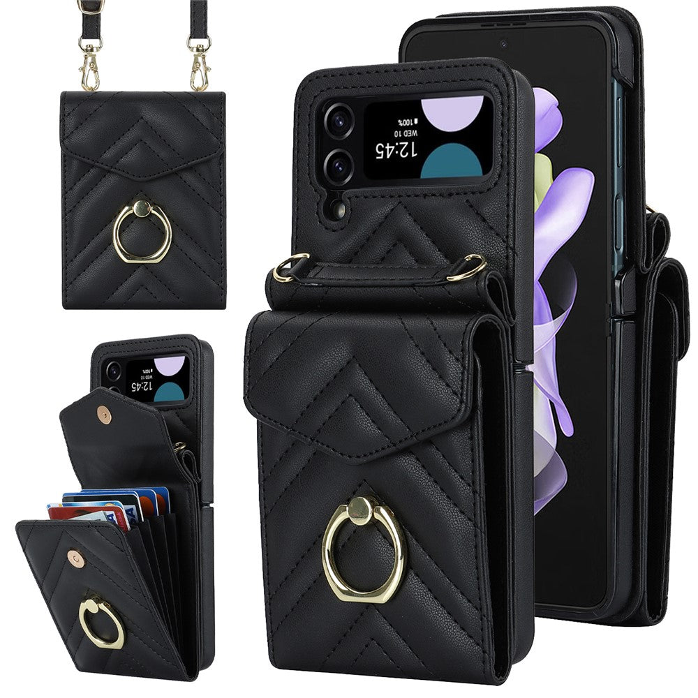 RFID-blokerende telefoncover til Samsung Galaxy Z Flip4 5G, kortholder læder+PC-cover