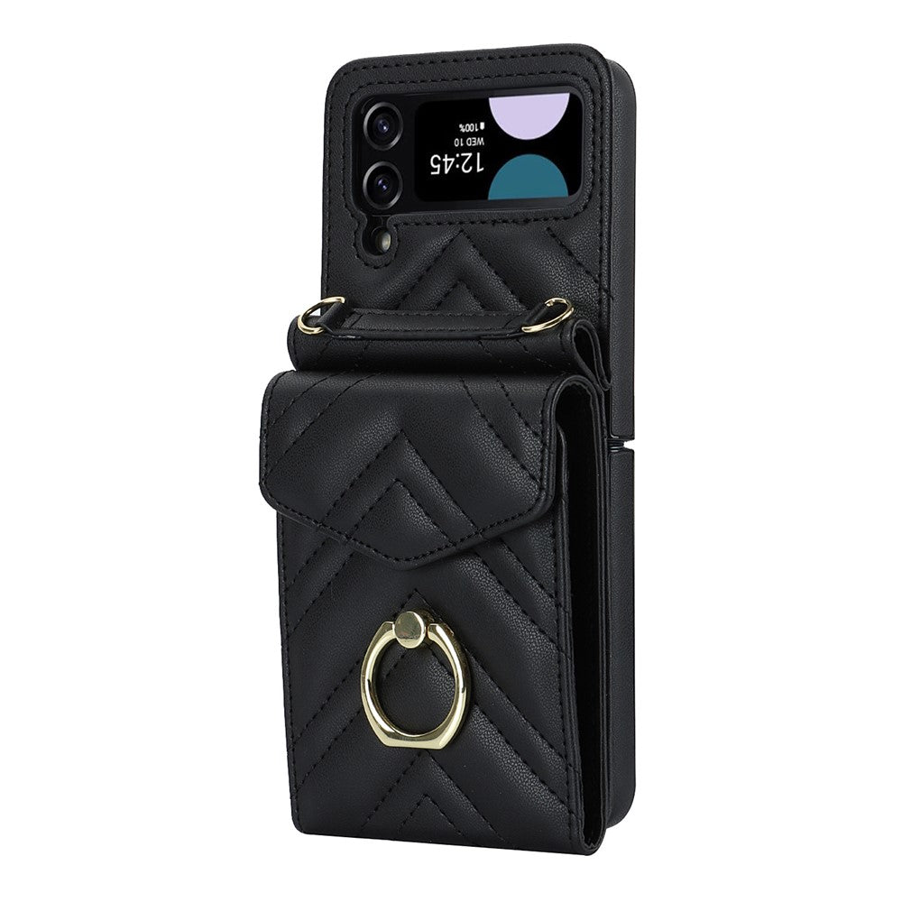 RFID-blokerende telefoncover til Samsung Galaxy Z Flip4 5G, kortholder læder+PC-cover