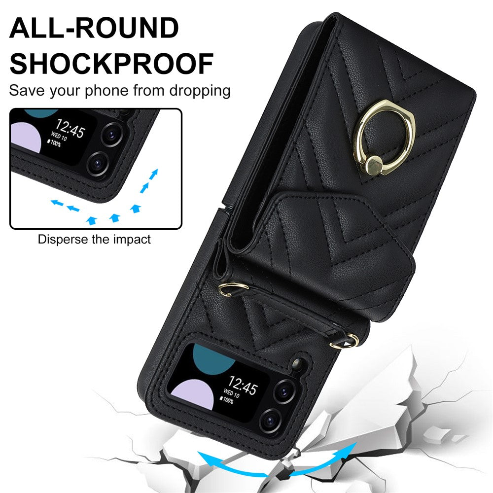RFID-blokerende telefoncover til Samsung Galaxy Z Flip4 5G, kortholder læder+PC-cover