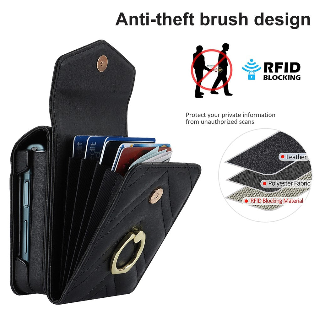RFID-blokerende telefoncover til Samsung Galaxy Z Flip4 5G, kortholder læder+PC-cover