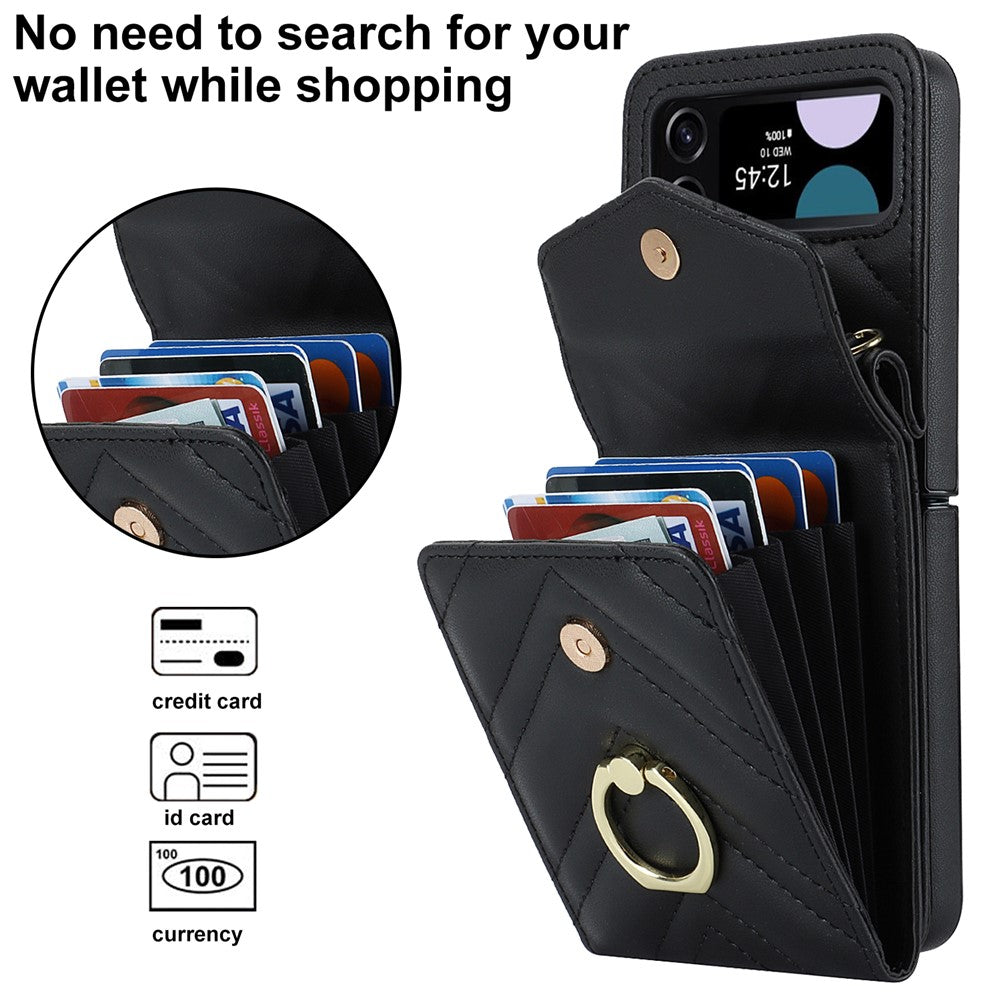 RFID-blokerende telefoncover til Samsung Galaxy Z Flip4 5G, kortholder læder+PC-cover