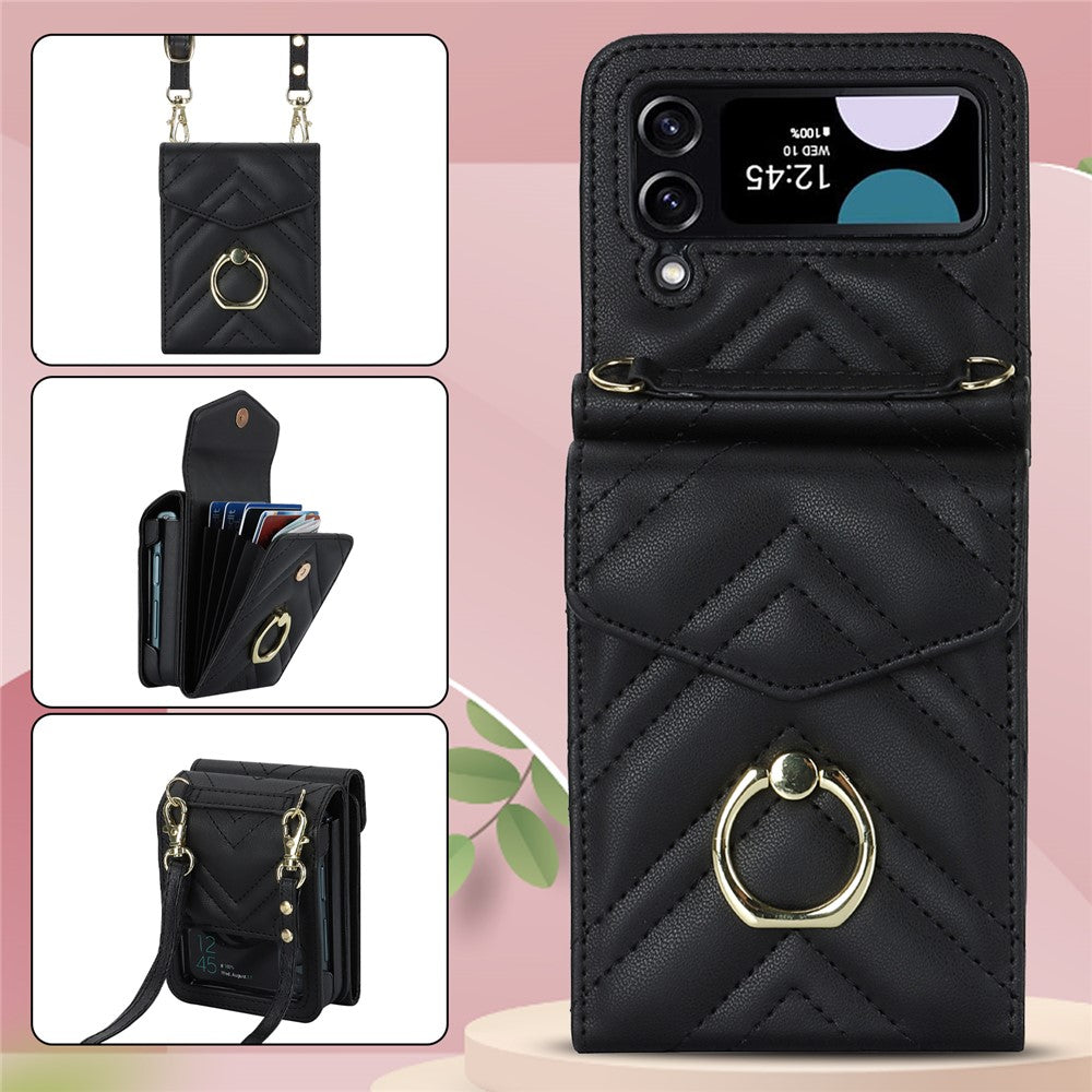 RFID-blokerende telefoncover til Samsung Galaxy Z Flip4 5G, kortholder læder+PC-cover