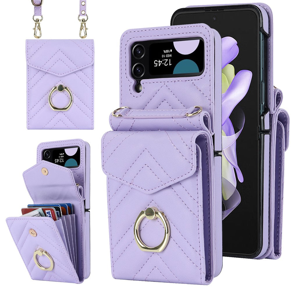 RFID-blokerende telefoncover til Samsung Galaxy Z Flip4 5G, kortholder læder+PC-cover
