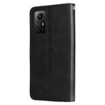 Xiaomi Redmi Note 12S 4G Kalvtextur mobilskal Stativ Dragkedja Ficka Plånboksfodral