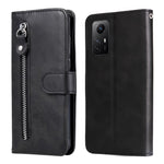 Xiaomi Redmi Note 12S 4G Kalvtextur mobilskal Stativ Dragkedja Ficka Plånboksfodral