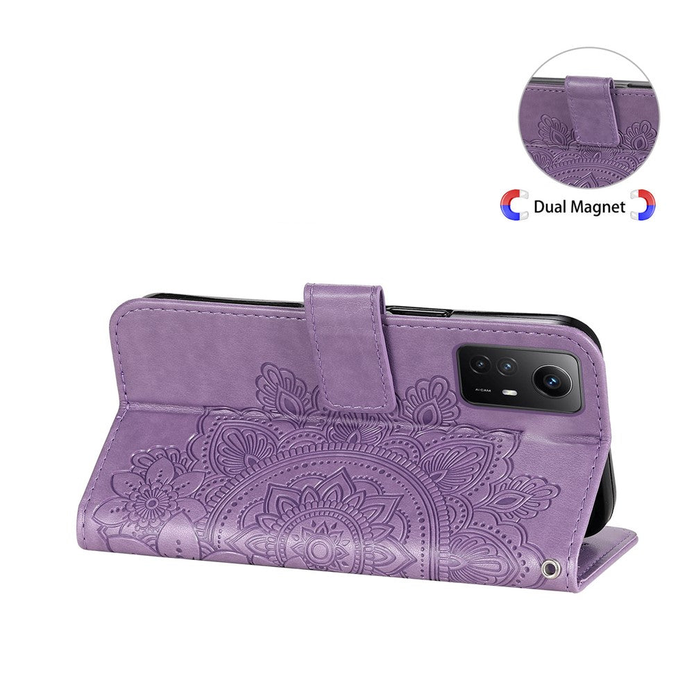 For Xiaomi Redmi Note 12S 4G Case Floral Pattern PU Leather Wallet Stand Phone Cover
