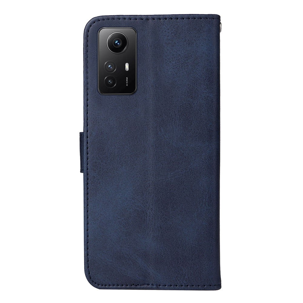For Xiaomi Redmi Note 12S 4G Anti-Scratch PU Leather Wallet Cover Calf Texture Stand Case with Strap