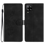 For Samsung Galaxy M53 5G Anti-drop Phone Case Imprinted Flower Wallet Stand Leather Cellphone Cover