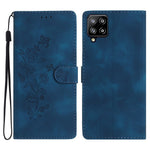 For Samsung Galaxy M53 5G Anti-drop Phone Case Imprinted Flower Wallet Stand Leather Cellphone Cover