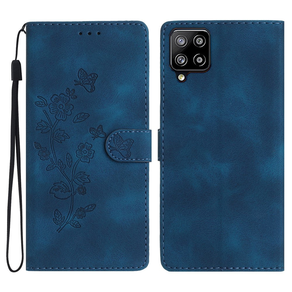 For Samsung Galaxy M53 5G Anti-drop Phone Case Imprinted Flower Wallet Stand Leather Cellphone Cover