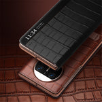 QIALINO För Huawei Mate X3 5G Äkta Koläder Magnetiskt Auto Wake / Sleep Anti-Drop mobilskal med Stöd