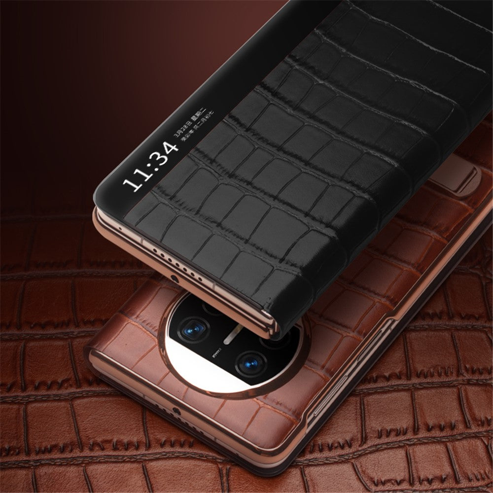 QIALINO För Huawei Mate X3 5G Äkta Koläder Magnetiskt Auto Wake / Sleep Anti-Drop mobilskal med Stöd