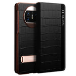 QIALINO För Huawei Mate X3 5G Äkta Koläder Magnetiskt Auto Wake / Sleep Anti-Drop mobilskal med Stöd