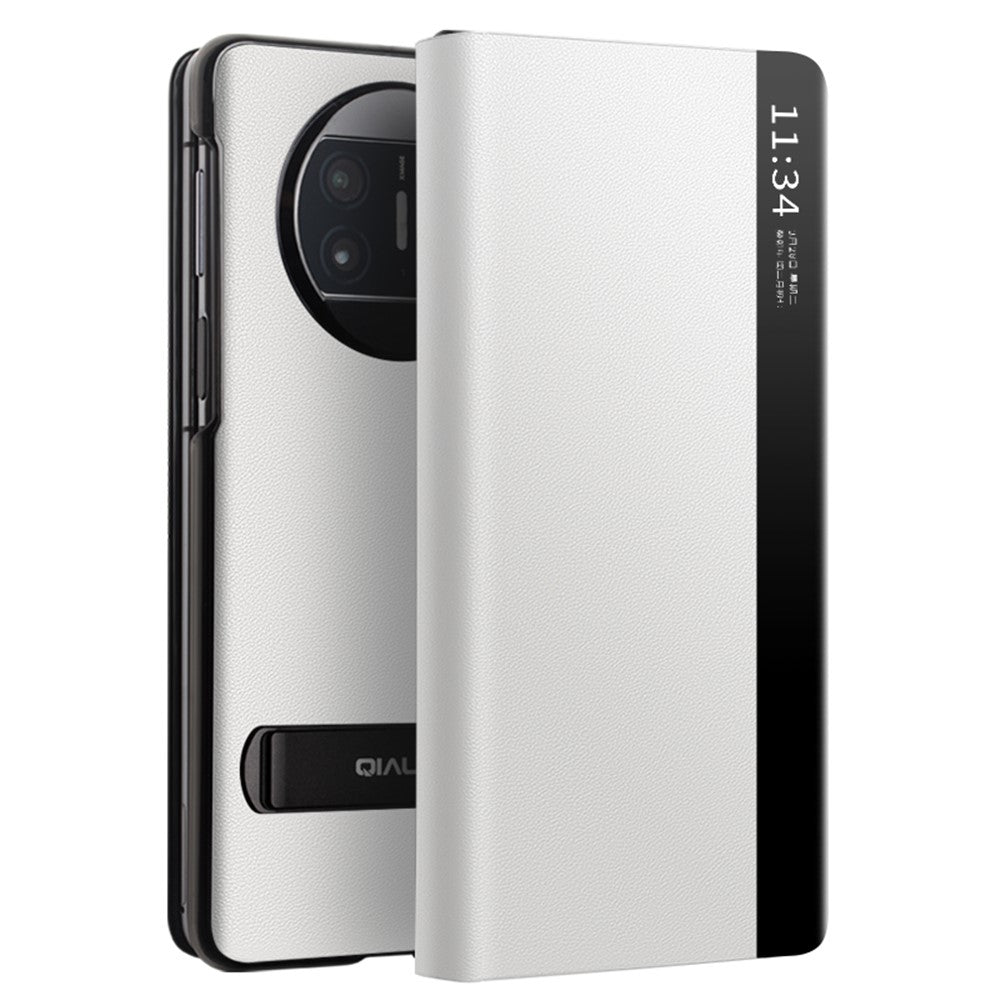 QIALINO För Huawei Mate X3 5G Äkta Koläder Stödskal Magnetiskt Auto Wake/Sleep Stötsäkert mobilskal