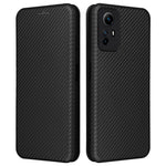 For Xiaomi Redmi Note 12S 4G Card Holder Leather Phone Case Carbon Fiber Texture Stand Cover