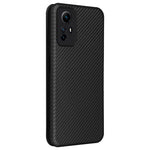 Xiaomi Redmi Note 12S 4G Korthållare Lädermobilskal Kolfibertextur Stativskydd