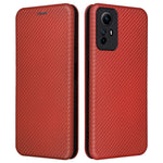 Xiaomi Redmi Note 12S 4G Korthållare Lädermobilskal Kolfibertextur Stativskydd
