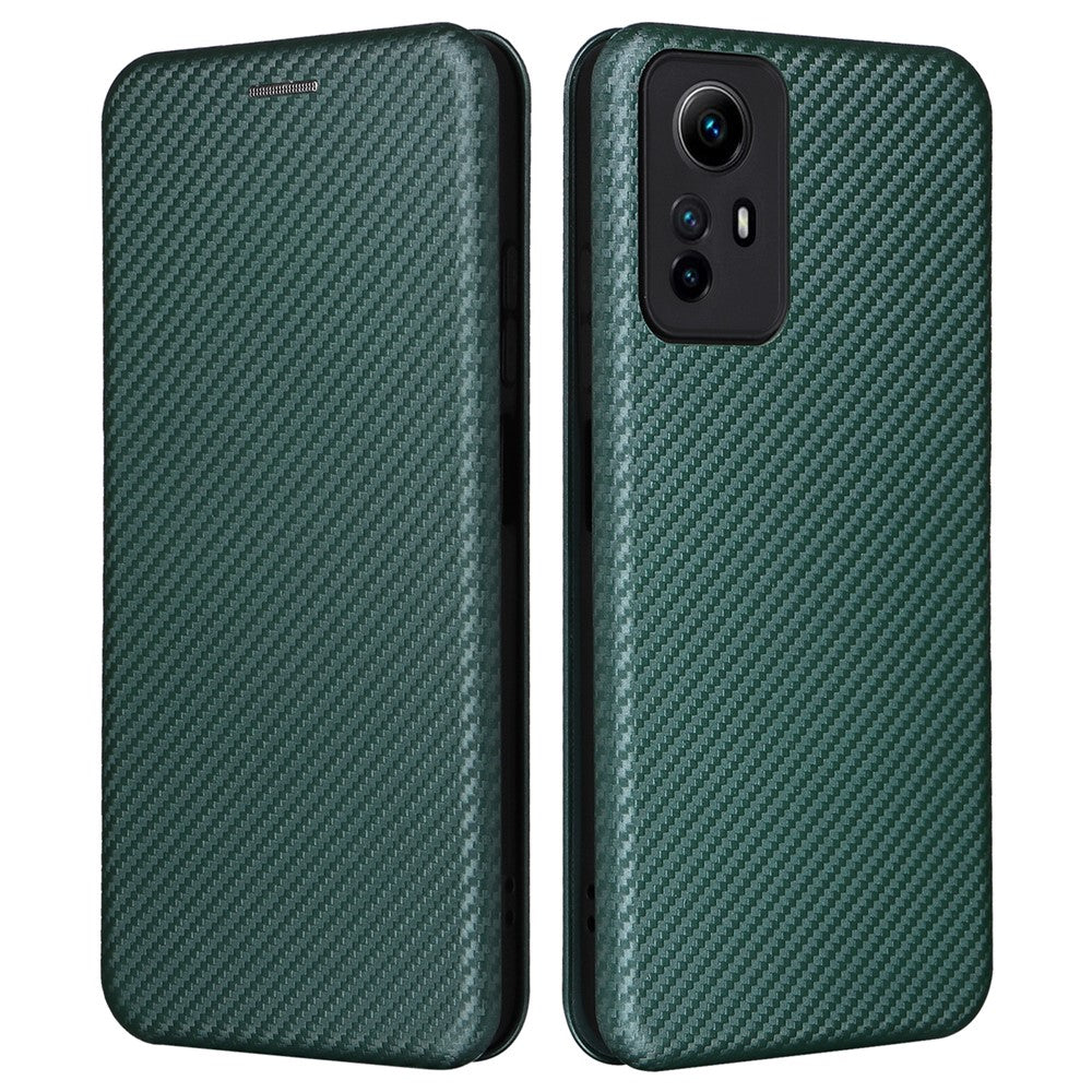 For Xiaomi Redmi Note 12S 4G Card Holder Leather Phone Case Carbon Fiber Texture Stand Cover