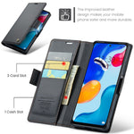 Xiaomi Redmi Note 11 4G (Qualcomm) / Note 11S 4G Läderfodral CASEME 023 RFID-blockerande mobilskal med 3 kortplatser