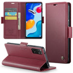 For Xiaomi Redmi Note 11 4G (Qualcomm) / Note 11S 4G Leather Case CASEME 023 RFID Blocking 3 Card Slot Mobile Cover