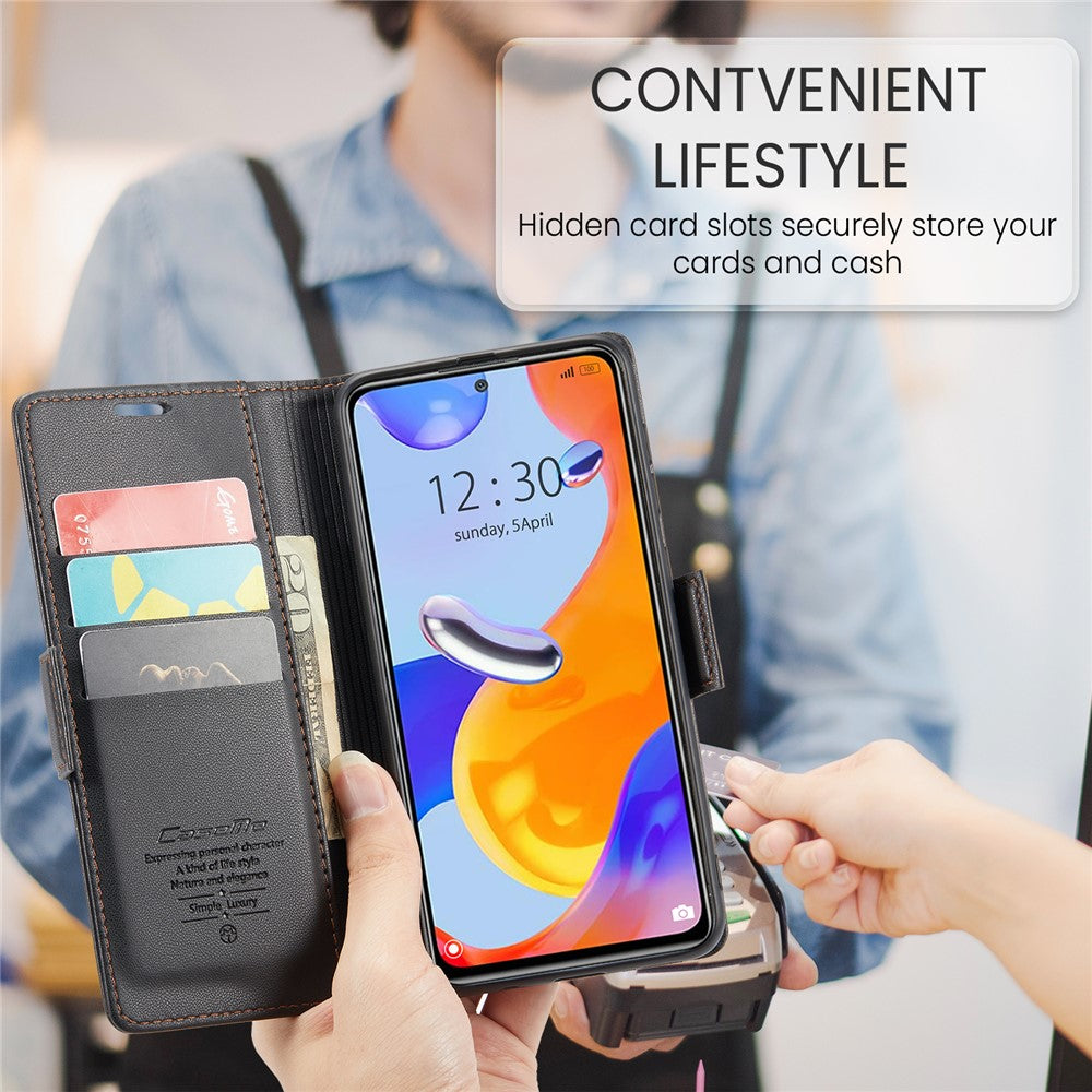Xiaomi Redmi Note 11 Pro 4G (Mediatek) / Note 11 Pro 5G (Qualcomm) / Note 12 Pro 4G Läderfodral CASEME 023 RFID-blockerande 3-kortsplats