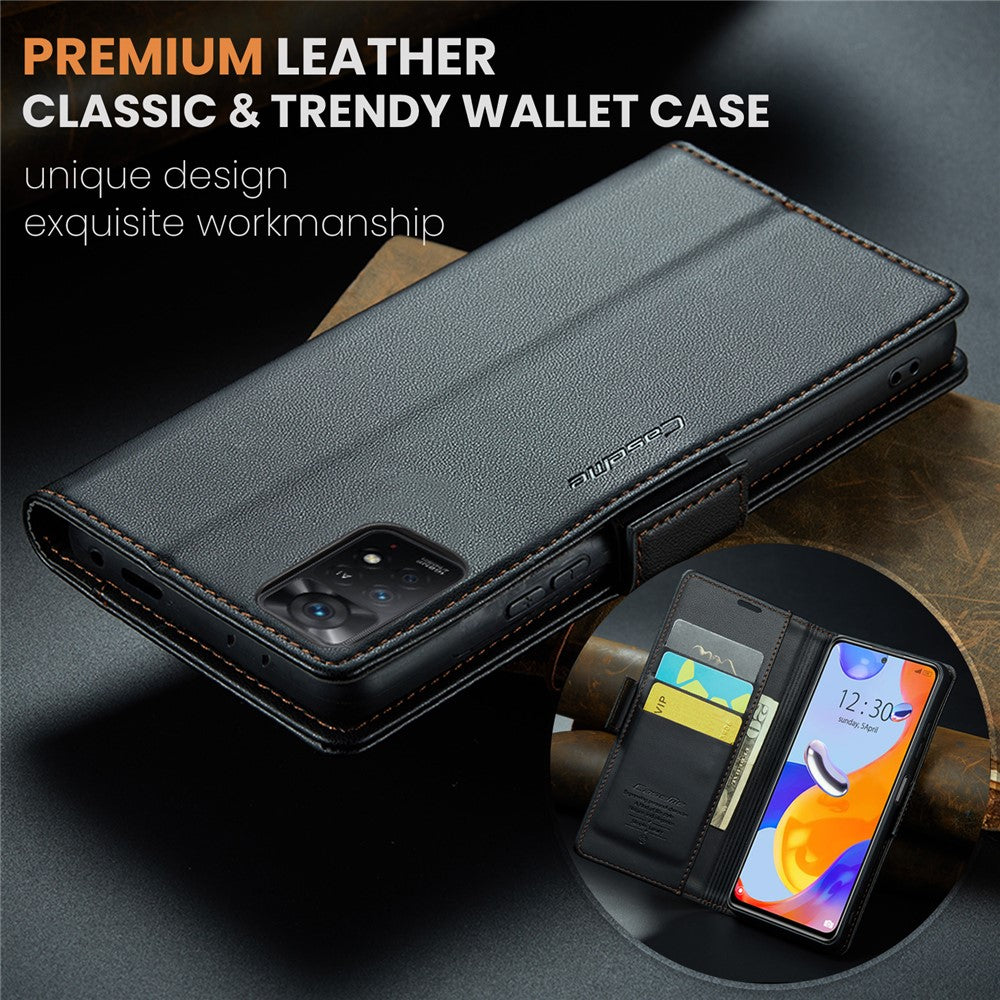 For Xiaomi Redmi Note 11 Pro 4G (Mediatek) / Note 11 Pro 5G (Qualcomm) / Note 12 Pro 4G Leather Case CASEME 023 RFID Blocking 3 Card Slot